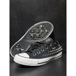 New RARE Converse Chuck Taylor Studded Shoes Size 10 Silver Spikes Black Women's